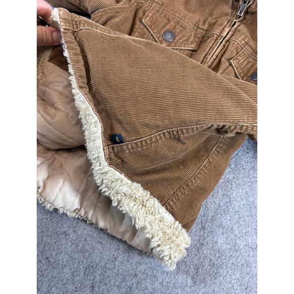 Abercrombie & Fitch Jacket Womens Brown Corduroy Sherpa Lined Full Zip Winter XS - Picture 7 of 8